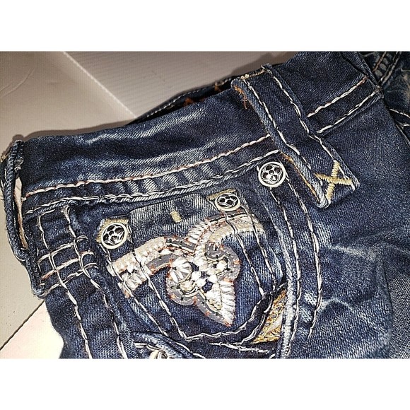 Rock Revival Betty Jeans Straight Women 24 Blue Medium Wash Stretch Thick Stitch - Picture 11 of 12